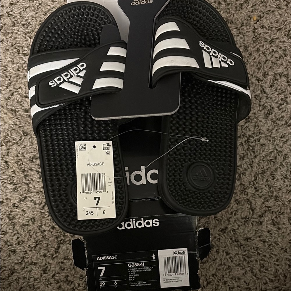 Adidas Adissage Black and White Sandals